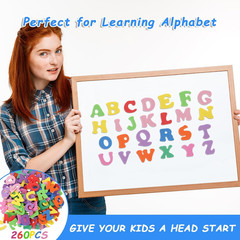 260Pcs Letter Stickers Small Foam Letter Stickers for Crafts, 10 Colors Self Adh