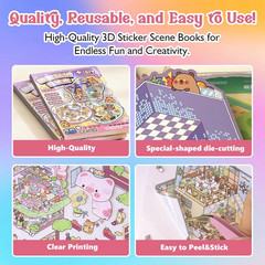 3D Sticker Book Scene, 20 Sets DIY Miniature World Craft Kit