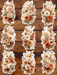 Fall Flowers Die Cut Vinyl Stickers Set Scrapbooking Laptop Water Bottle
