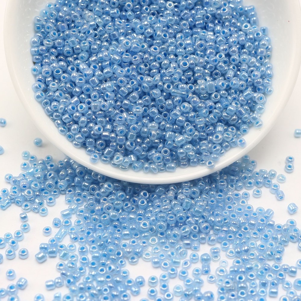 4000 Transparent Light Blue Small Glass Beads 2mm+ Storage Box Jewelry Making