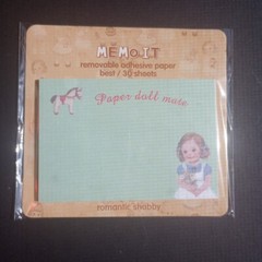 6 New Korean Vtg Paper Doll Mate Memo Pad 30 Sheet 7.5 x 5cm Stickers Green