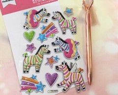 Magical Zebra Rainbows Puffy Sticker Sheet Junk Journal Donuts Sparkle