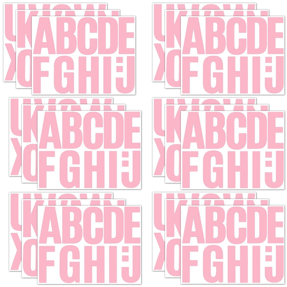 NQEUEPN 18 Sheets Capital Letter Stickers, 4 Inch Large Vinyl, Pink, 11.4×8.7in