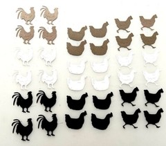Barnyard Die Cuts * Chicken Trio * Twelve Sets * Black, White, Kraft or White