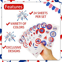4Th of July Stickers, Patriotic Fourth of July Stickers, 288 Pcs Red White and B