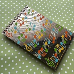 Vintage 80s 90s Hambly Notepad Studios Music Note Mirror Foil mini notebook