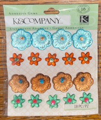 K&COMPANY Adhesive Handmade Cool Plastic Floral Gems Flower 3D Scrapbook Sticker