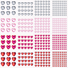 Heart Face Gems Stickers,516 Pcs Small Flatback Red Pink Heart Rhinestone Sticke