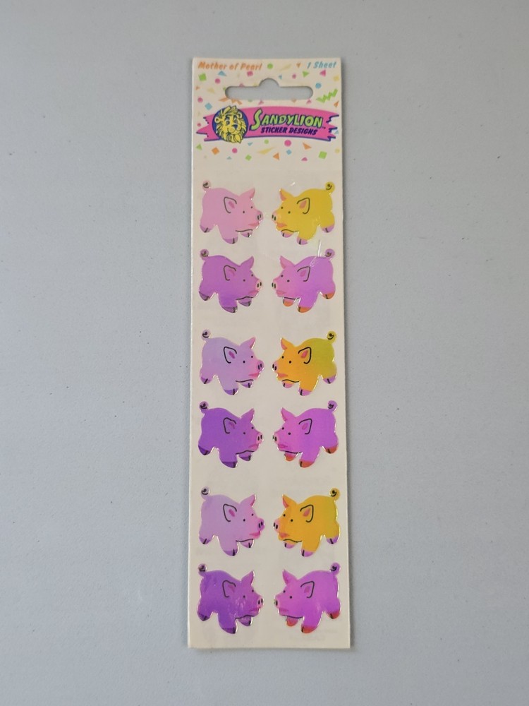 Vintage Sandylion Pig Hog Farm Stickers Mother Of Pearl New NOS Sealed HTF