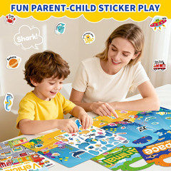 6 Sets Reusable Sticker Book for Toddlers 3-6, Jelly Stickers Book for Kids, Tra