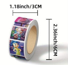 500 pcs Sticker Seals Roll Cute Square Inside Out 2 Semi Gloss Self Adhesive NEW