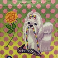 Vintage Lisa Frank Sticker Sheet White Maltese Poodle Dog S270