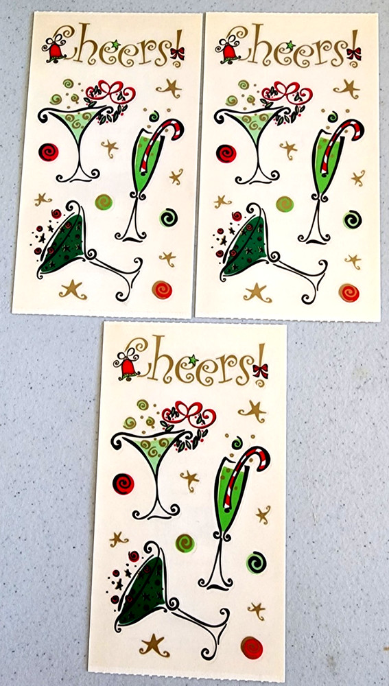 Vintage Frances Meyer 2003 Cheers Christmas Stickers 3 Sheets BJ Lantz Whimsical