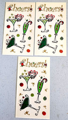 Vintage Frances Meyer 2003 Cheers Christmas Stickers 3 Sheets BJ Lantz Whimsical