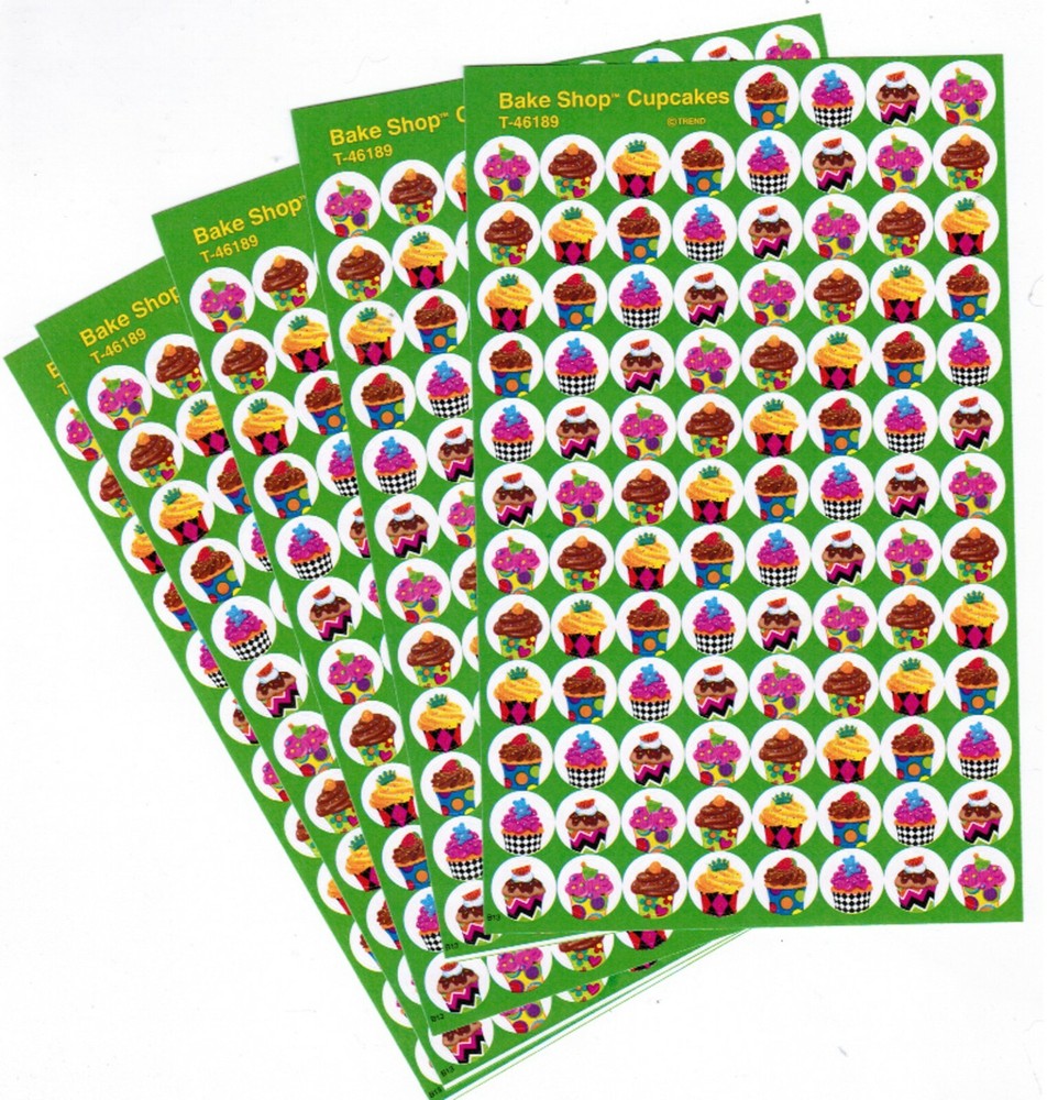 CUPCAKE Party 5 sheets MINI Colorful Scrapbook Stickers! 500 Stickers!