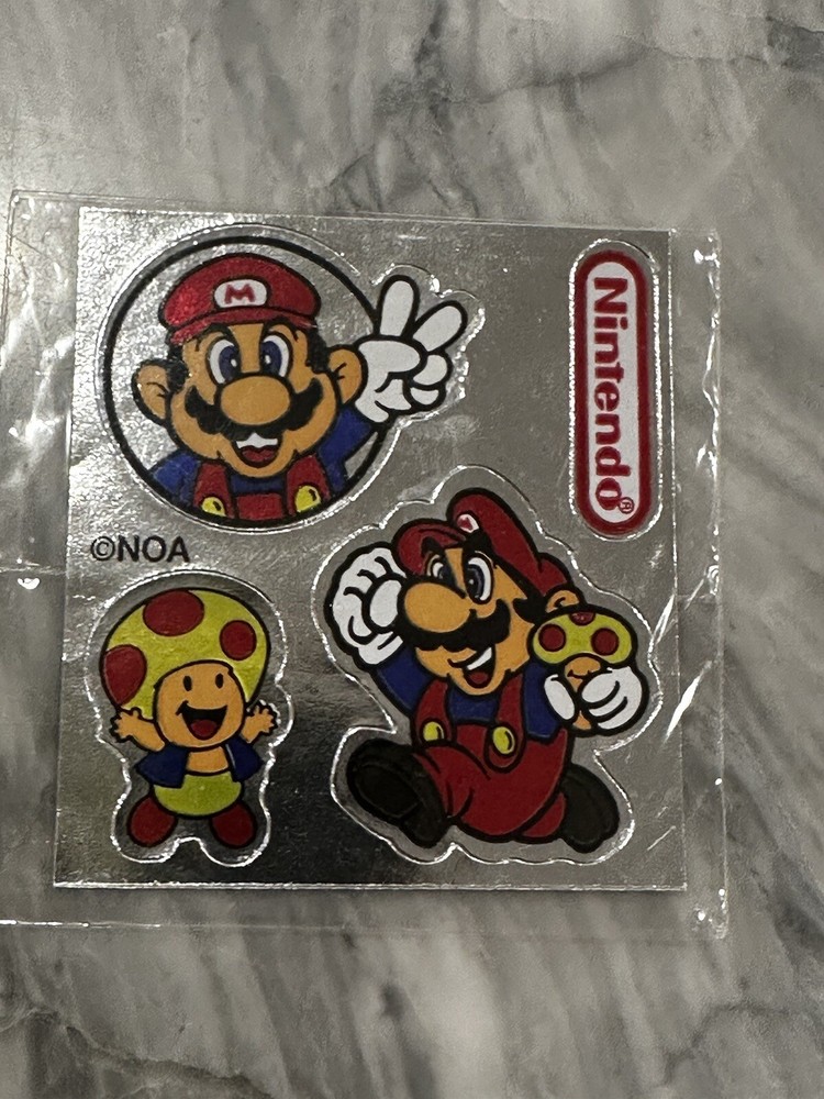 New Rare 1980’s NOA Nintendo Super Mario Bros Sticker Mirror Toad Mushroom Peace