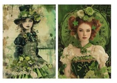 8 PCs Irish St Patrick’s Day Pictures 5×7 Junk Journals Scrapbook USA Seller