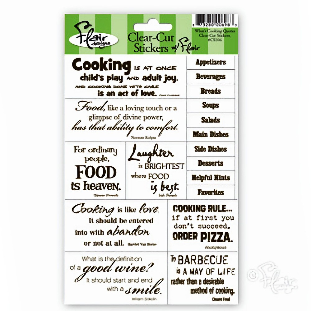 Flair Designs WHAT’S COOKING QUOTES Clear-Cut Stickers scrapbooking journals