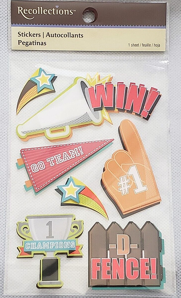 Recollections GO TEAM 3D Phrases Dimensional Stickers – 7 pcs