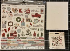 Simple Stories WINTER FARMHOUSE 12×12 Kit, 6×8 Paper, Bits, Bows, Stickers LOT