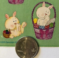 BUNNIES IN BASKET Stickers(12pc) Approx4″x6-1/2″Sandylion•Rabbit•Easter •Eggs