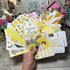 Junk Journal Paper Scrap Pack Kit 100 Pieces Yellow Theme Ephemera Planner Decor