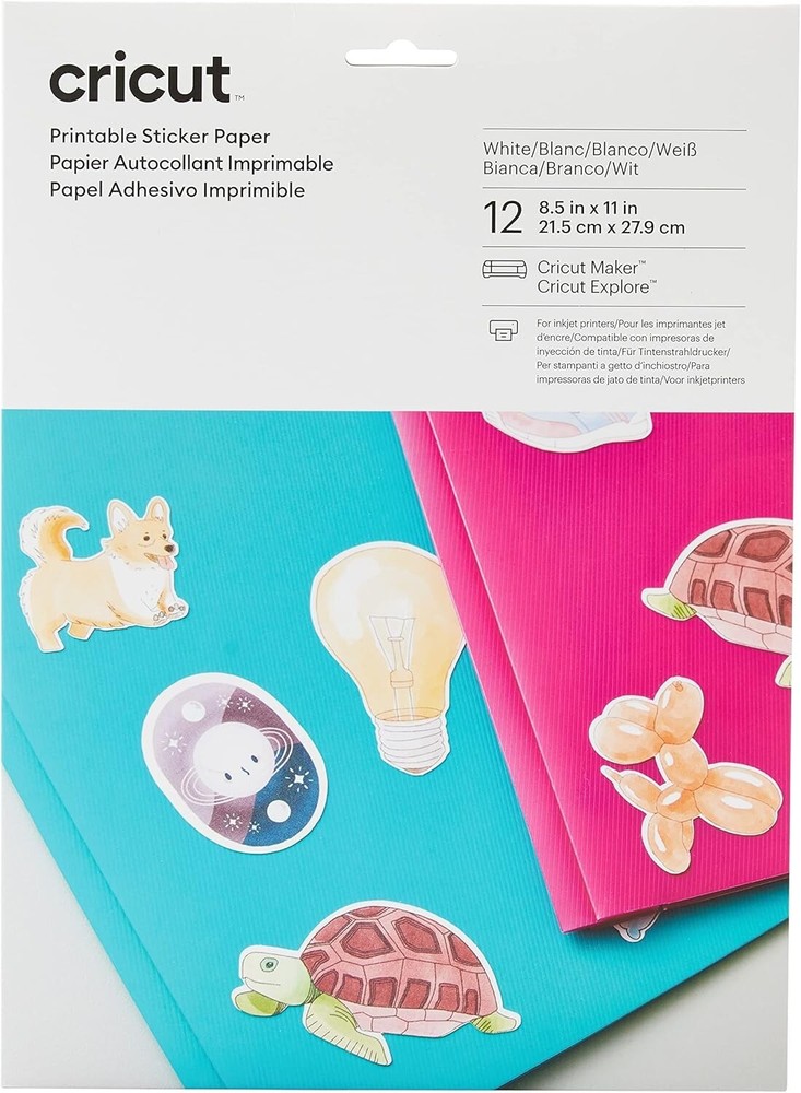CRICUT PRINTABLE STICKER PAPER, 8.5″ X 11″, 12 Sheets