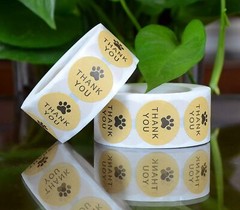 40 DOG PAW THANK YOU STICKERS ENVELOPE SEALS LABELS 1″ ROUND FAST SHIPPING