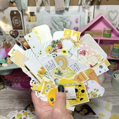 Junk Journal Paper Scrap Pack Kit 100 Pieces Yellow Theme Ephemera Planner Decor