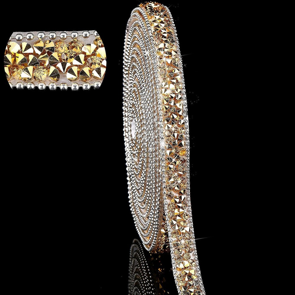 108″ x 0.4″ Sliver Gold Bling Crystal Rhinestone Diamond DIY Decor Sticker Decal