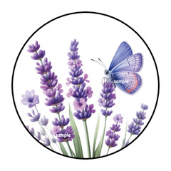 FLOWERS & BUTTERFLIES ENVELOPE SEALS STICKERS LABELS TAGS 1.5″ ROUND (30)Purple