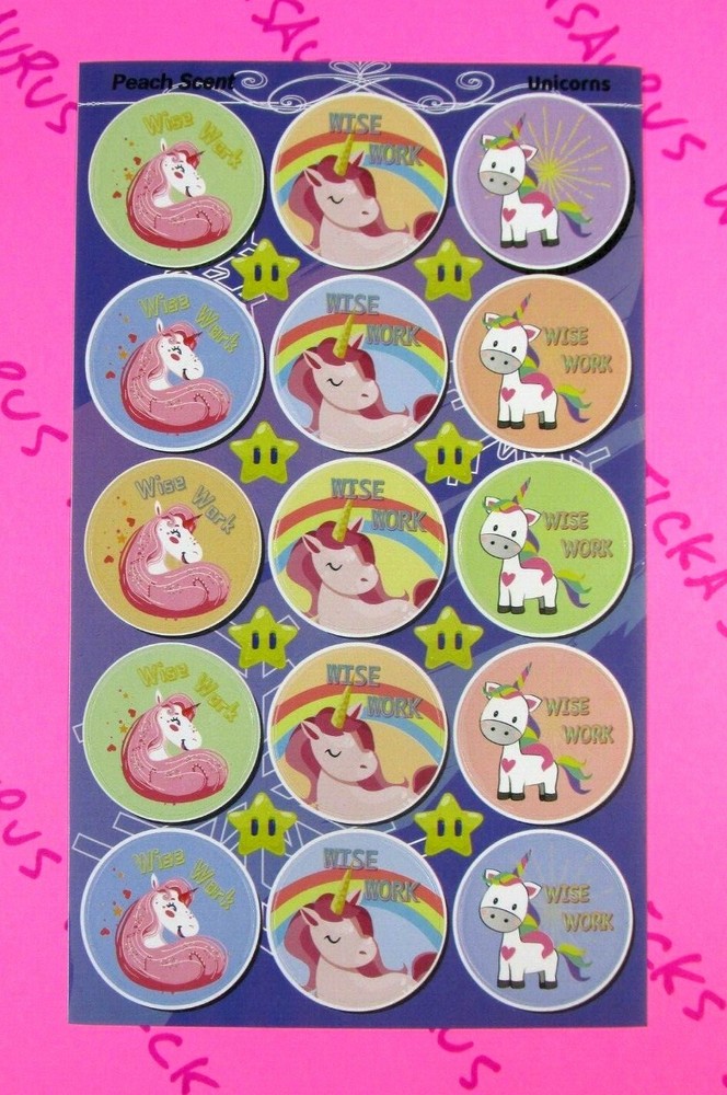 Horiechaly Peach Scented Scratch & Sniff Unicorn Stickers