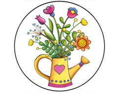 30 Flowers in Watering Can Envelope Seals Labels Stickers 1.5″ Round heart love