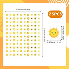 3000PCS Small Sun Stickers for Arts & Crafts, Mini Sunshine Sticker Bulk, 10 Des