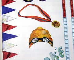 Vintage NRN Designs Swim Team Stickers Borders 12″ Sheet Scrapbook Pool Meet NOS