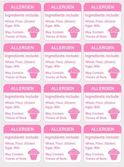 Allergy Sticker for Cake,1.5 inch 300pcs Pink Allergen Labels for Bakery