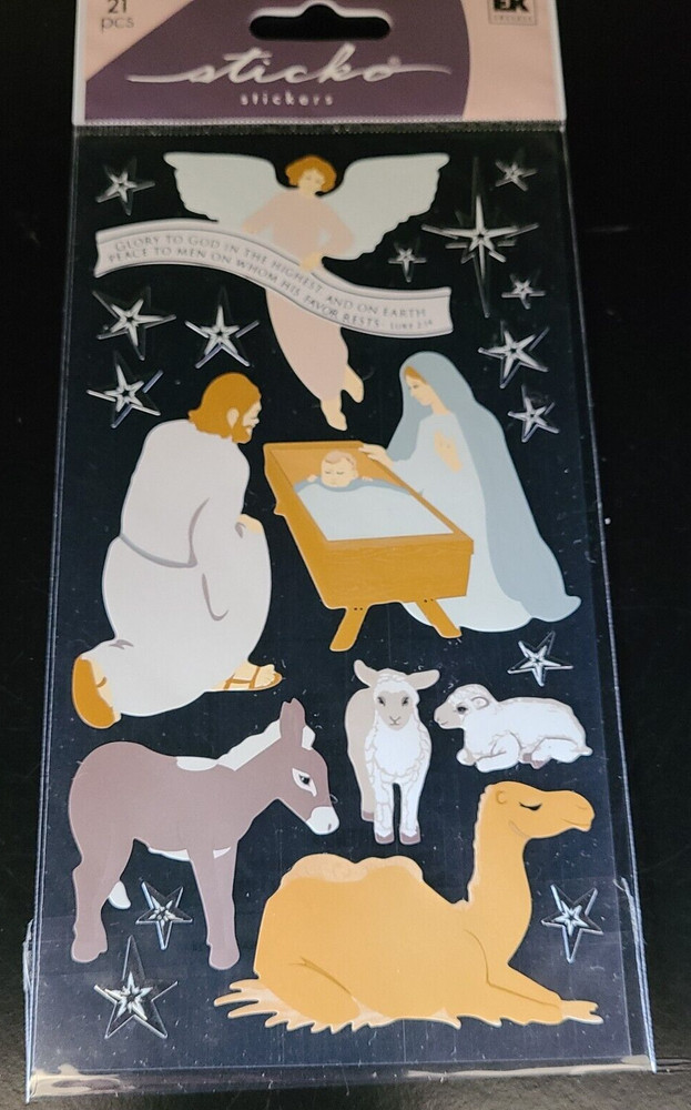 Sticko – NATIVITY SCENE Stickers – Holy Family – Angel – Stars – Animals (RARE)