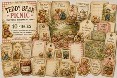 Teddy Bear Picnic Mystery Ephemera Pack 40 Vintage-Inspired Junk Journal Pieces