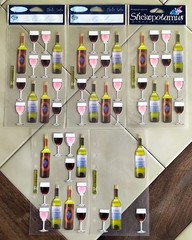 Lot (5) Stickopotamus/Sticko WINE BOTTLES Binder Sheet Scrapbook Stickers