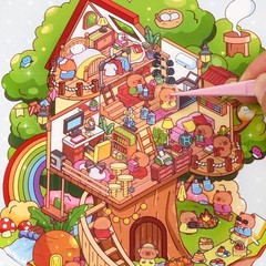 20 Sets 3D Sticker Scene, Miniature House Book for Sticker Therapy, Cute Cartoon