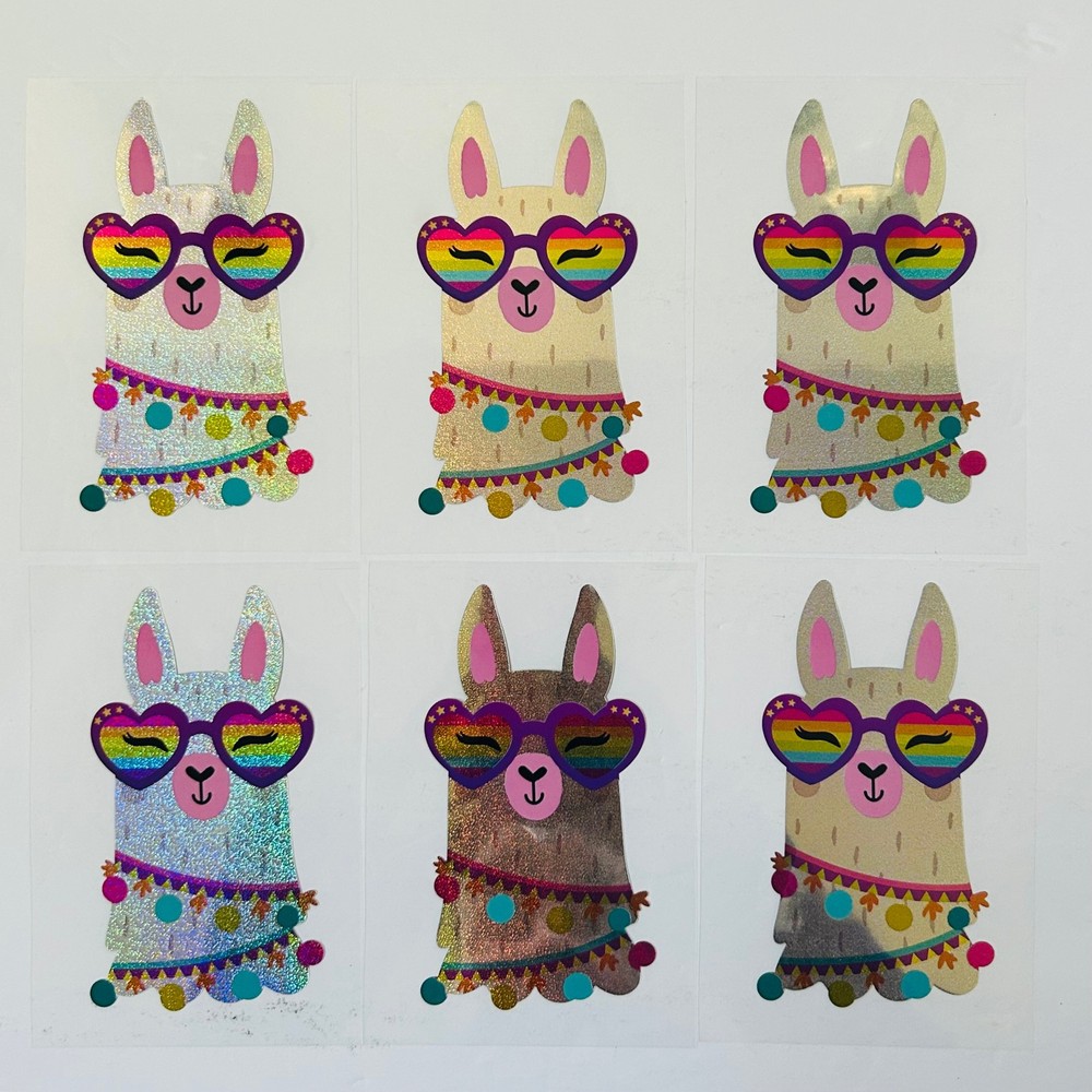 retro y2k Cup Drink Mug Decal Stickers LLAMAS with Sunglasses 6 pack