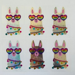 retro y2k Cup Drink Mug Decal Stickers LLAMAS with Sunglasses 6 pack