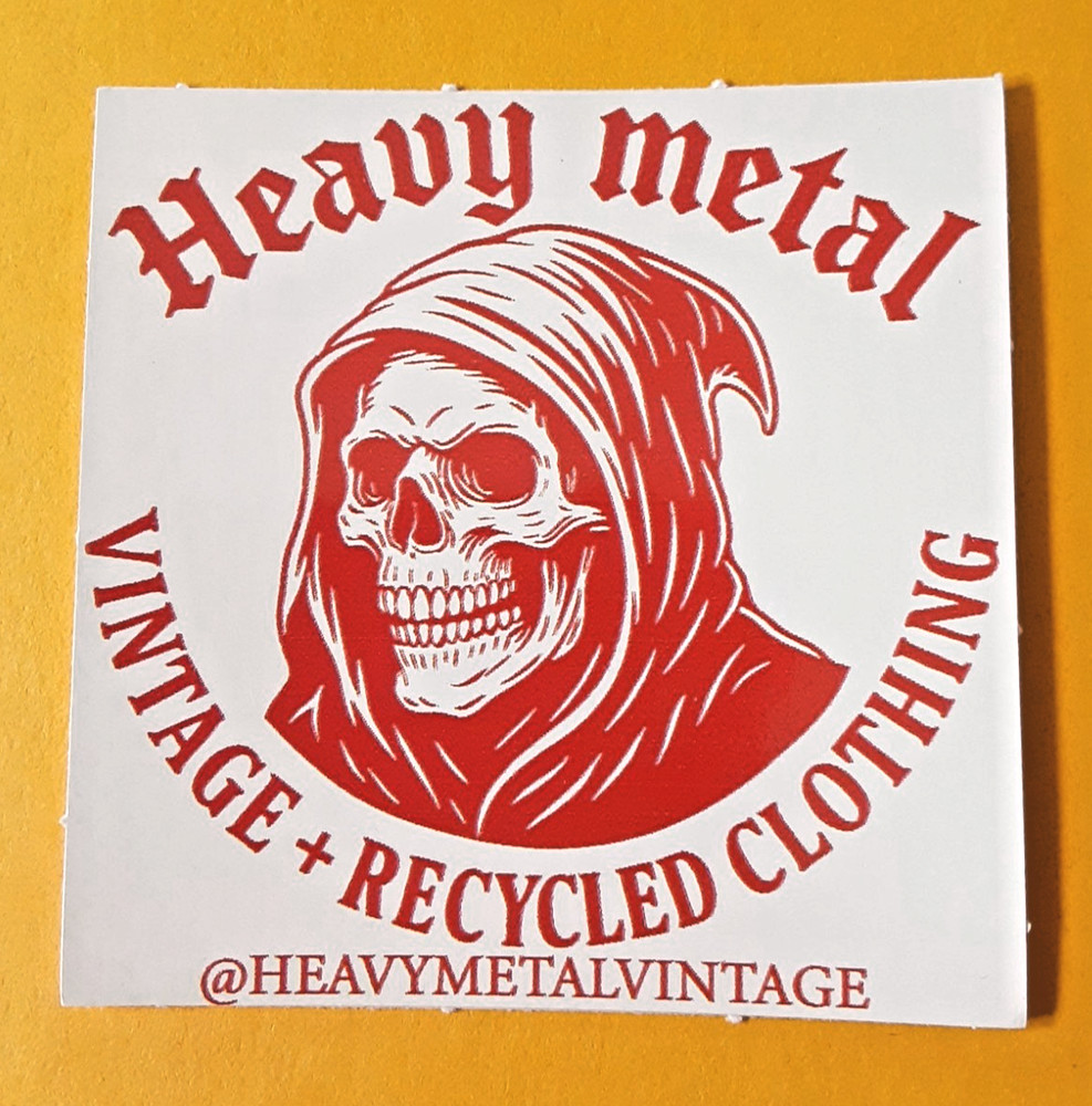 Heavy Metal Vintage & Recycled Clothing grim reaper sticker decal
