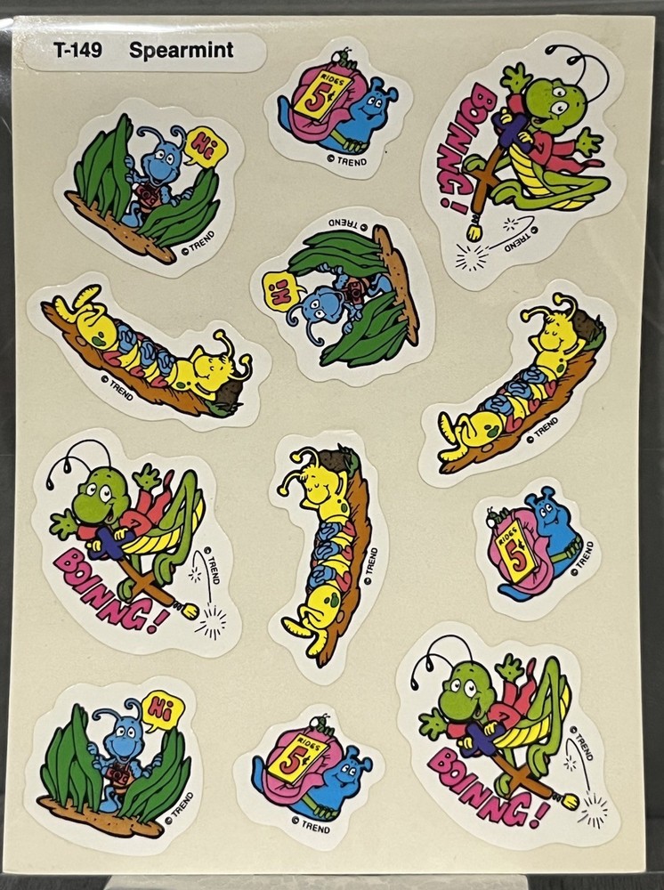 Rare Vintage Food Smell Stickers Scratch N And Sniff Spearmint Bugs Insects Set