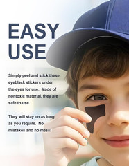 48 Pairs Eye Black Stickers, Sports Face Eyeblack Sticker for Baseball Football