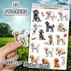 Poodle Dog Stickers for Journals, Scrapbooks, Planners, Glossy, Matte