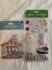 Amusement Park Carnival Carousel Ferris Wheel Popcorn Jolee’s Scrapbook Lot NEW