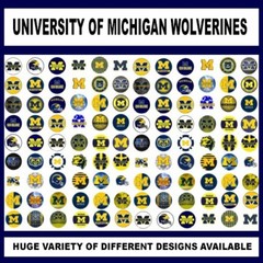 100 Precut COLLEGE MICHIGAN WOLVERINES BOTTLE CAP CHARM TRAY IMAGES 1 in DESIGNS