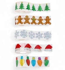 100 PCS Christmas Lights Tree Snow Santa Hat Gingerbread Metallic Foil Stickers
