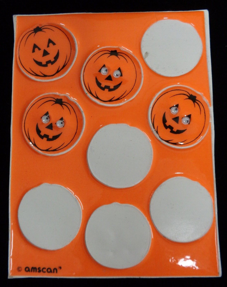 Vintage Amscan Halloween 3D Google Eye Jack-O-Lantern Stickers
